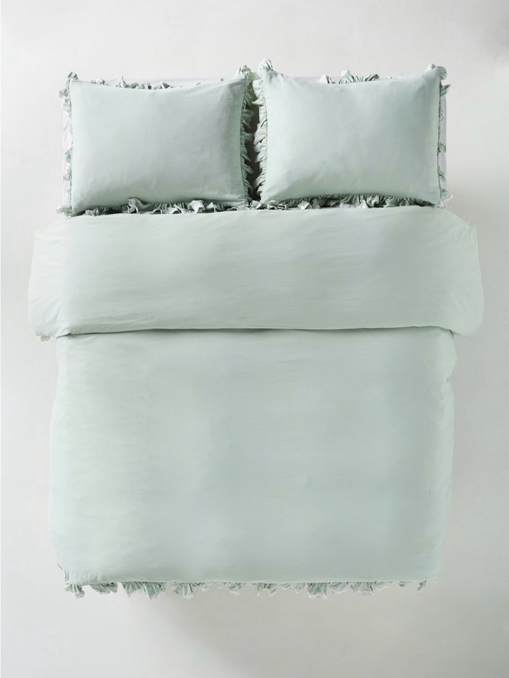 Anthropologie Maeve Liet Cotton Sateen Embroidered Duvet, Sage Green, King